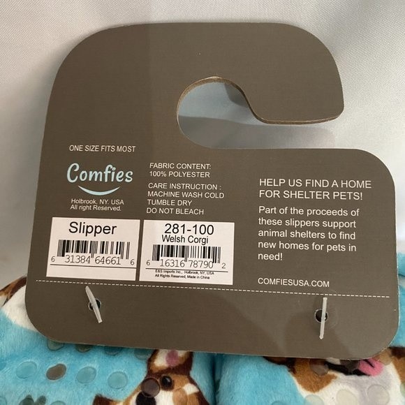 Comfies "It's Like Walking on Clouds" One Size Fits Most Slipper with Welsh Corg - Picture 5 of 8